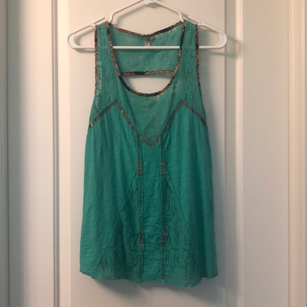 BKE - Seafoam green lace tank - M - like new